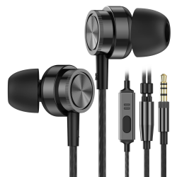 Kopfhörer mit Kabel, In Ear mit Mikrofon, Geräuschunterdrückung Stereo und HiFi-Klang, 3.5mm Ohrhörer Kompatibel für Samsung Galaxy, iPhone, Smartphone, MP3 Players usw Schwarz