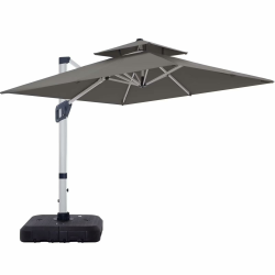 ABCCANOPY 300cm Sonnenschirm im Freien Wasserabweisende Bespannung -Gartenschirm Marktschirm 2Tiers Sonnenschirm dunkelgrau 325cm