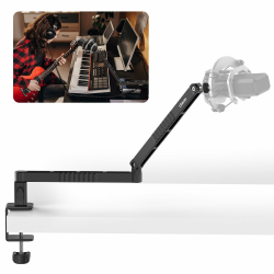 Low Mikrofon Arm, Neue Upgrades LS26 ULANZI Auf/Ab Verstellbar Mikrofonständer Tisch Studio Mikrofon Halterung mit 1/4'' 3/8" 5/8" Adapter, Professionelle Mic Arm für Game Streaming Podcast Broadcast