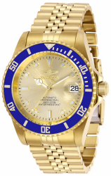 Invicta Pro Diver Edelstahl Herren Automatikuhr - 42mm Gold / Blau