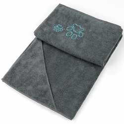 Winthome Hundehandtuch Extra SaugfĂ€hig - Handtuch Hund Schnell Tocknend, Handtuch Hund mit Taschen, Handtuch Mikrofaser Weich, Hundebademantel fĂŒr GroĂe MittelgroĂe Kleine Hunde/Katze (77x127cm, Grau) 77x127cm grau