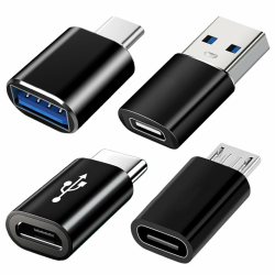 USB C Adapter 4 Stück, USB C zu USB 3.0 OTG Adapter, Micro USB auf USB C Adapter Buchse zu Stecker Kompatibel mit MacBook Pro, Samsung Galaxy,Handy,PC
