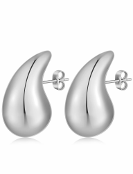 ASHYLE Handmade Ohrringe Gold Hängend, Goldene Ohrringe Damen, Tropfen Vergoldete Earrings for Women, Modeschmuck Chunky Hoop Earring Dupes für mädchen, Hypoallergen Geschenke für Frauen 32mmx18mm Silber - 32mm