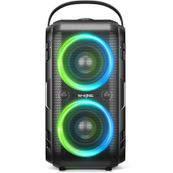 Bluetooth Lautsprecher, W-KING 80W Tragbarer Kabelloser Box Musikbox, Laut mit Druckvollem Bass, Gewaltigem 105db Sound, Gemischtfarbigen LED-Leuchten, USB-Wiedergabe,24 Stunden Spielzeit