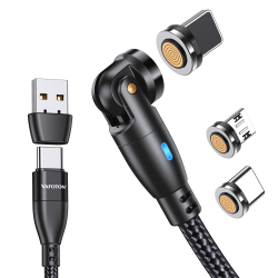 VAFOTON 9Pin USB C Magnet Ladekabel 2M, 360°&180°, PD60W Schnellladung, 6 in 1 USB C/A auf Typ C Magnetkabel für Typ C/Micro USB/i-Products/Galaxy S22/S23/S23 Ultra/MaBook/PadPro 1PCS-60W