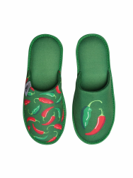 Dedoles Hausschuhe Unisex Herren Damen Memory-Foam viele lustige Designs Einhorn Musik Regenbogen Comics Spiele Geschenk 46/47 EU Chilischoten