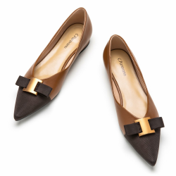 C.Paravano Frauen Flache Schuhe | Spitze Fliege Elegantes Ballettschuhe | Schuhe Damen | Spitze Flache Schuhe 38 EU Braun A2
