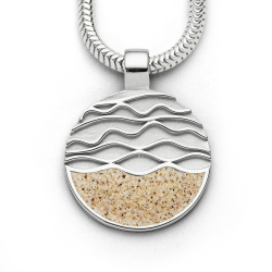 DUR Damen Ohrstecker | Anhänger | Kette ''Ebbe und Flut" aus 925er Silber | Strandsand Anhänger Ebbe und Flut
