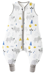 Chilsuessy Baby Schlafsack mit Beinen 2.5 Tog Winter Schlafsack Unisex Ganzjahres Schlafsack mit Füßen Babyschlafsack Schlafsack Kinder, Süßes Nashorn, 100cm/Baby Höhe 105-115cm 100cm/Baby Höhe 105-115cm Süßes Nashorn