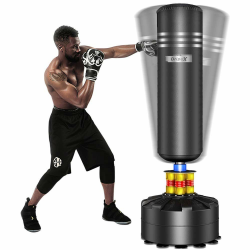 Dripex Boxsack Erwachsene Freistehender Standboxsack MMA Boxpartner Boxing Trainer Heavy Duty Boxsack mit SaugfuĂ Schwarz