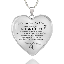HAYOUWAY Kette Herz Halskette für Damen Mädchen, Mutter Tochter Kette Geschenk An Meine Tochter Kette mit Spruch Herz Anhänger Geburtstag Graduierung Hochzeit Geschenk für Tochter von Mama Papa Silber-Mama