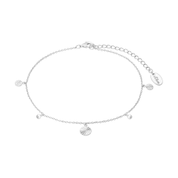 s.Oliver Fußkette 925 Sterling Silber Damen Sommerschmuck, 22+5 cm, Silber, Münze, Kommt in Schmuck Geschenk Box Zeichen, Formen & Symbole