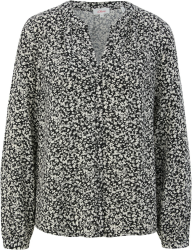 S.Oliver Viskose-Bluse mit Allovermuster (2120806.99A2) schwarz/weiß