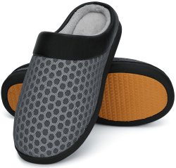 Mishansha Herren Damen Winter Wärme Hausschuhe Memory Foam Plüsch Pantoffeln Home Rutschfest Slipper,Gr.36-48 37 EU Dunkelgrau