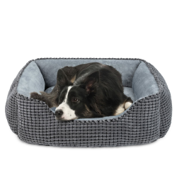 JOEJOY Hundebett MittelgroĂe Hunde, Hundekorb Flauschig, Hundebett Waschbar, PlĂŒsch Hundebetten, rutschfeste Hundekörbchen, 76x61x23cm, Hundebett fĂŒr MittelgroĂe Hunde und Katzen L(76x61x23cm) Grau
