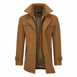 Allthemen Wintermantel Kurzmantel Herren Schwarz Wollmantel Stehkragen Herren Winter Mantel Warm Kurz Slim Fit Winterjacke Business
