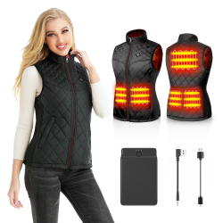 Kintiwe Beheizbare Weste, Beheizte Weste Damen mit Akku, Beheizbare Jacke Heizweste Wärmeweste mit 3 Stufen Temperatur für Outdoor Motorrad Camping M Schwarz