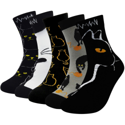 ZFSOCK Damen Bunte Socken Lustige Socken mit Motiv Karikatur Tier Witzige Niedlich Katze Hund Coole Socken Baumwolle Weihnachten Geschenkideen für Frauen Mädchen 5 Paare