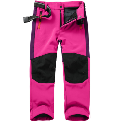yeyity Kinder Softshellhose Skihose Gefüttert Cargohose Wasserdicht Thermohose Jungen Mädchen Schneehose Winter Outdoorhose Wanderhose 140-152 Rosa
