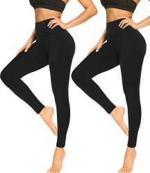 Leggings Damen High Waist Leggins Blickdicht Slim Fit Angenehm Weiche Elastische Schwarz Sportleggings mit Bauchkontrolle. L-XL A1-schwarz/Schwarz