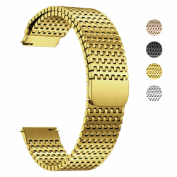Fullmosa Uhrenarmband 18mm Metall Edelstahl Watch Band Smart Watch Ersatzband Magnetische Schließe für Samsung Galaxy Watch 42mm/Huawei gt2/Garmin vivoactive 4s, Gold 18mm
