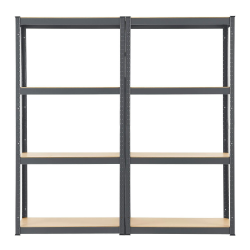 Juskys 2er-Set Lagerregal Easy 2X 160x80x40cm (HxBxT) | 640kg Traglast | 8 Böden | Metall Schwerlastregal Kellerregal Steckregal Regal Regalsystem Metallregal Grau