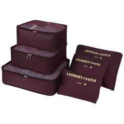 Vicloon Gepäck Organizer, 6-in-1-Set Koffer Organizer Umfassen 3 * Packwürfel und 3 * Aufbewahrungsbeutel, Reise Kleidertaschen für trockene Kleidung, Unterwäsche, Kosmetik und Andere Zubehör Weinrot