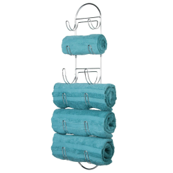 mDesign Handtuchhalter zur Wandmontage – Handtuchablage aus verchromtem Metall – schickes Badzubehör – auch für das Gäste-WC geeignet – Silber Pack of 1 Silberfarben