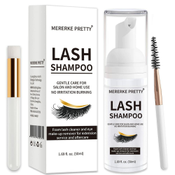 Flüssig ,Wimpernverlängerung Shampoo 50 ml + Pinsel - Augenlid Schaumreiniger - Sensitive Paraben- und Sulfatfrei - Wimpernwaschung und Wimpernbad für Extensions - Salongebrauch und Haushaltspflege