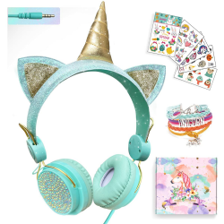 SVYHUOK Kinder Kopfhörer Einhorn Kabel Faltbare mit Mikrofon Over Ear für Mädchen Jungen PC Tablet Smartphones Laptop