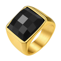 GoldChic Herren Ring 316L Edelstahl Personalisierter Zirkon Herren mit Geburtsstein und Textgravur für Ehering Verlobungsring in Silber/Gold/Schwarz Ringgröße 54.4(17.3) bis 72.8(23.1)