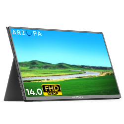 ARZOPA Portable Monitor, 14 Zoll Tragbarer Monitor, 1920x1080 Full HD, 100% SRGB IPS Externer Mobiler Bildschirm mit HDMI/Typ-C/USB-C, für Laptop/PC/Mac/PS5/Xbox/Telefon-Silber (14)