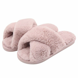 Fadezar Hausschuhe Damen Winter Plüsch Pantoffeln Warme rutschfeste Flache Flip Flop Bequeme Flauschige Hausschuhe für Damen 41/42 EU 01 Rosa