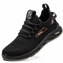 Hitmars Arbeitsschuhe Herren leicht Sicherheitsschuhe Damen Sportlich Stahlkappenschuhe Schutzschuhe Atmungsaktiv rutschfest EU36-47 42 EU Sicherheitsschuhe Hq1 Black