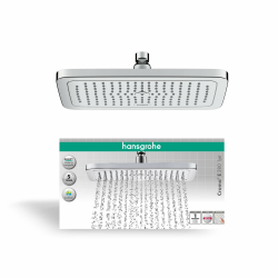 hansgrohe Croma E - wassersparende Kopfbrause 9 l/min (EcoSmart), eckige Duschbrause (280 x 170 mm), Regendusche mit 1 Strahlart für Wand- oder Deckenmontage, Brausekopf mit Antikalk-Funktion, Chrom