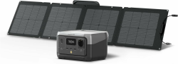 EF ECOFLOW Tragbare Powerstation RIVER 2 mit 110W faltbare solar panel, 256 Wh Solargenerator mit LiFeP04, Schnellladung in 1 Stunde, bis zu 600 W Leistung, Balkonkraft für Notstrom/Camping RIVER2+110W