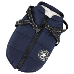 Hundejacken für den Winter Winddicht Wasserdicht 2 in 1 Outfit Kaltwettermantel Hundewestengeschirr Welpen Winter Warme Jacke Kleines Blau M
