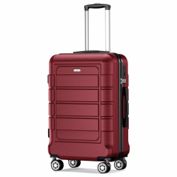 SHOWKOO Koffer Klein Hartschale Leicht Reisekoffer ABS+PC Haltbar Kabinen Trolley HandgepÀck mit 4 Rollen und TSA Schloss, Rot - M