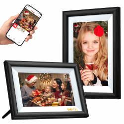 BFUNCO Digitaler Bilderrahmen WLAN - Geschenke fĂŒr Mama Oma - 10,1 Zoll Holz Elektronischer Bilderrahmen mit Bewegungssensor - 16GB Speicher - Fotos ĂŒber APP Frameo Teilen