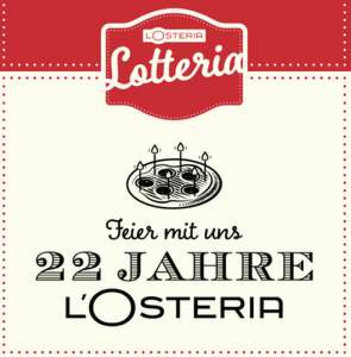 L‘Osteria 22% Rabatt auf jede Bestellung - nur gültig am 16.1.21