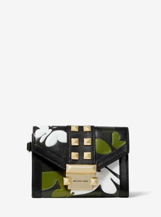 MICHAEL MICHAEL KORS Brieftasche Whitney Small aus Leder mit Schmetterlingsmuster in Tarnfarben und Kette