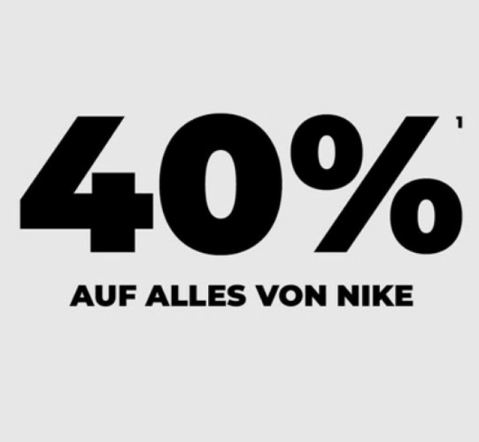 40% Rabatt auf alle Nike Artikel bei Mysportswear