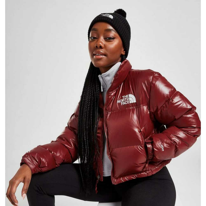 The North Face Nuptse Damen Cropped Jacke in rot