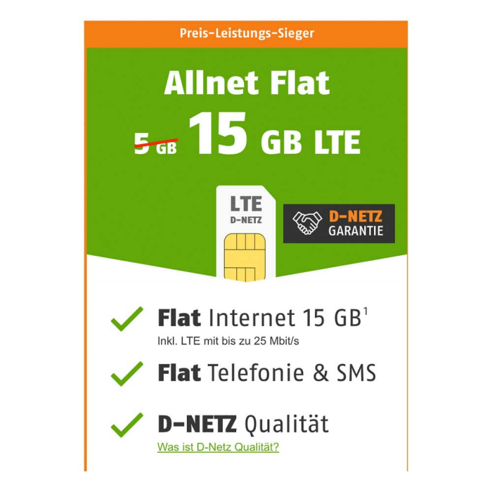 [Nur noch heute] Klarmobil - AllNet-Flat mit 15GB im Telekom Netz