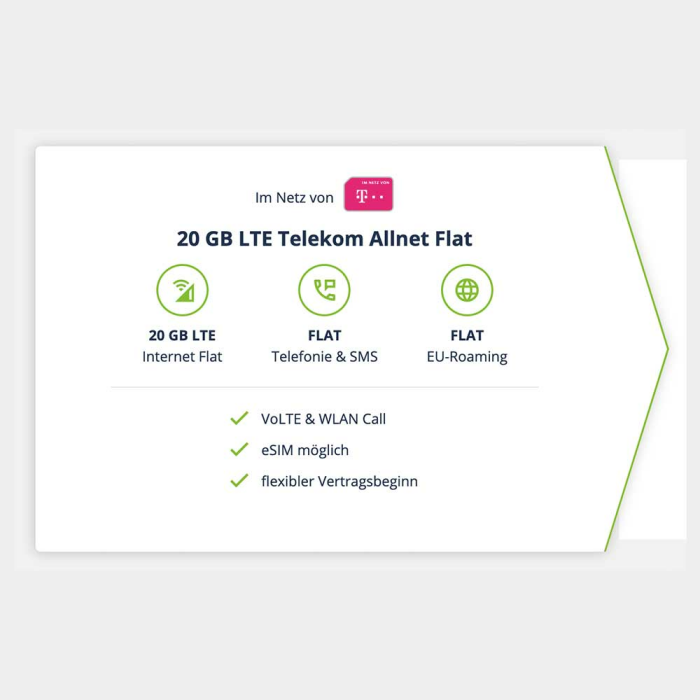 [Nur noch heute] Mobilcom Debitel (Telekom) - 20 GB LTE Telekom Allnet Flat