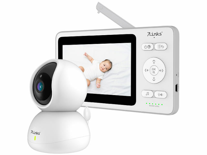 7links Babykamera: Video-Babyphone, dreh- & schwenkbare Kamera, 11 cm (4,3") Farbdisplay
