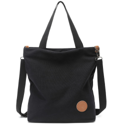 JANSBEN Damen Canvas Handtasche Schultertasche Strandtasche Casual Multifunktionale Umhängetaschen Groß für Arbeit Schule Shopper Lässige täglich (Schwarz) Angebot bei HelloDeals