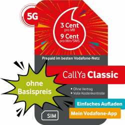 Vodafone Prepaid CallYa Classic | 10 EUR Startguthaben I ohne Vertrag | 5G-Netz | 9 Ct. pro Min/SMS SIM-Karte Angebot bei HelloDeals