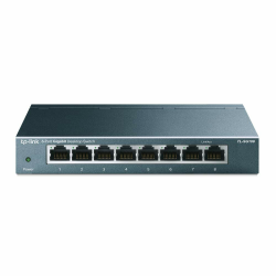 TP-Link TL-SG108 8-Port Gigabit Netzwerk Switch (Plug-and-Play, 8* RJ-45 LAN Ports, Metallgehäuse, IGMP-Snooping, unmanaged, lüfterlos) blau metallic Angebot bei HelloDeals