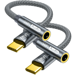 QILERUI USB C auf 3,5 mm Buchse, Kopfhörer-Adapter, Type C auf AUX-Audiokabel, kompatibel mit iPhone 15/Pro Max/15 Pro/15 Plus Galaxy S23 S22 S21 Pad Pro 2022/2021/2018 Google Pixel 7/6 2 Pack Gray Angebot bei HelloDeals